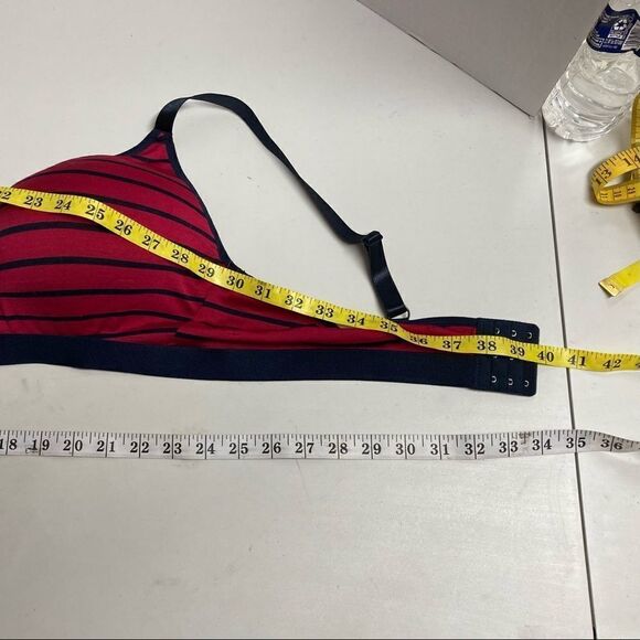 JUST BE, Women’s Red and Blue Striped Bra,42C, NO WIRE, Adjustable Straps - Picture 9 of 9